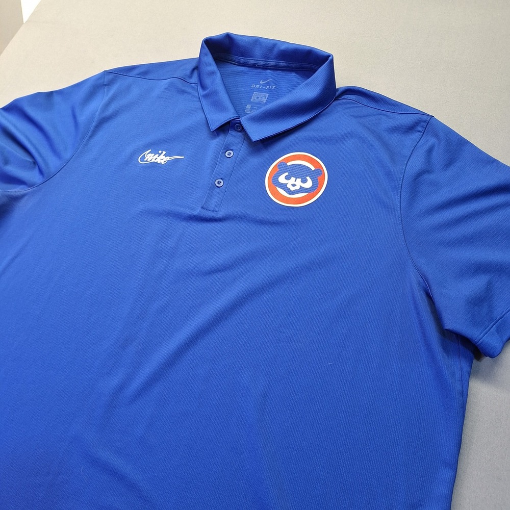 Nike Dri-FIT Chicago Cubs Polo Shirt Mens 3XL Blue Cooperstown Collection 554377